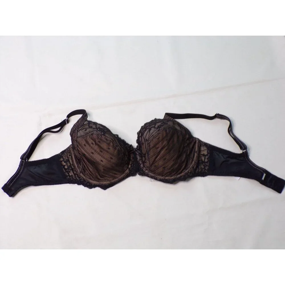 🆕CHANTELLE Rive Gauche Full Non-Padded Underwire Bra 34DDDD Black #3281 - Picture 13 of 15